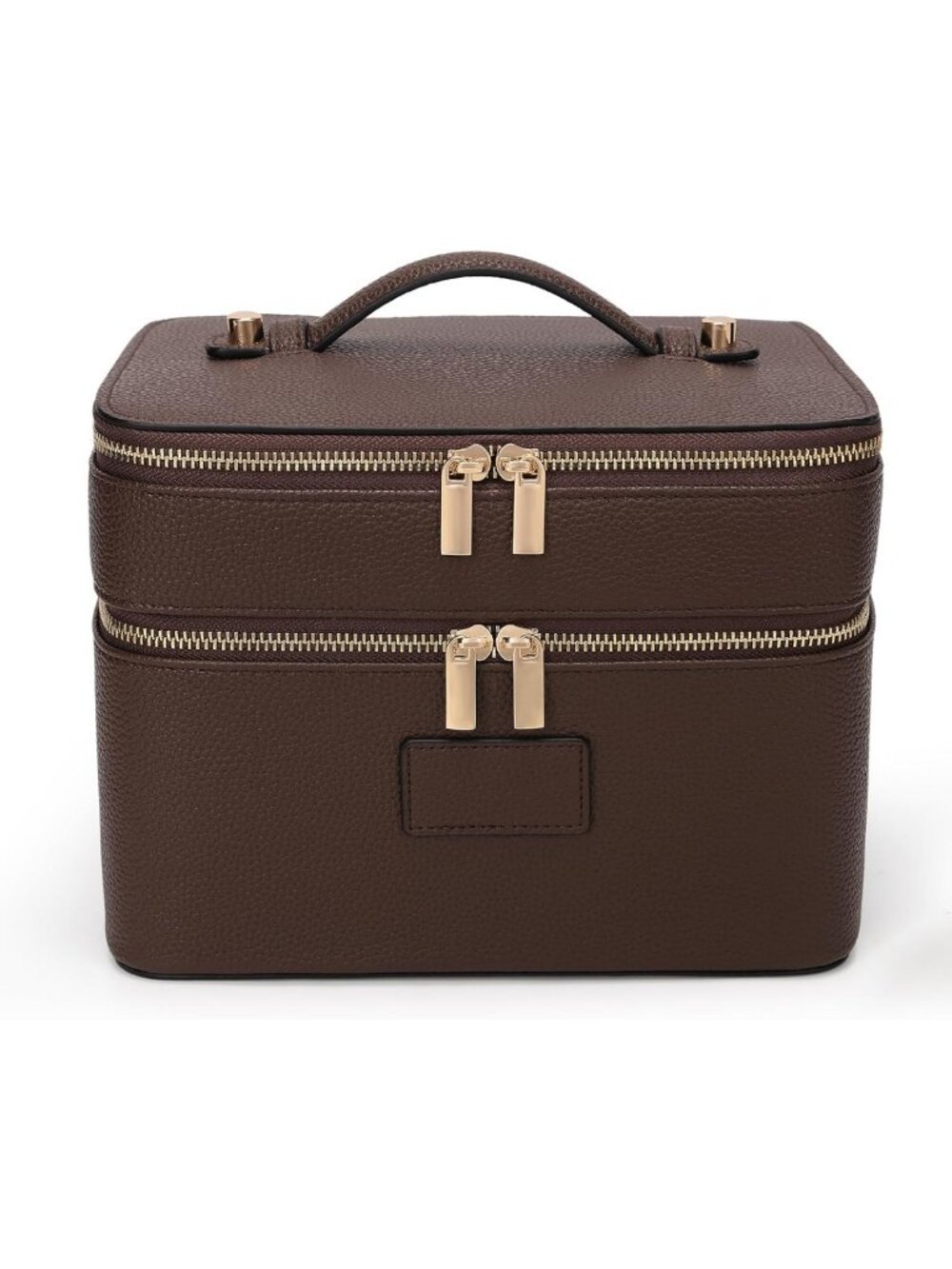 Stylish Large Leather Makeup Bag Duo - Travel Toiletry Case & Double Layer